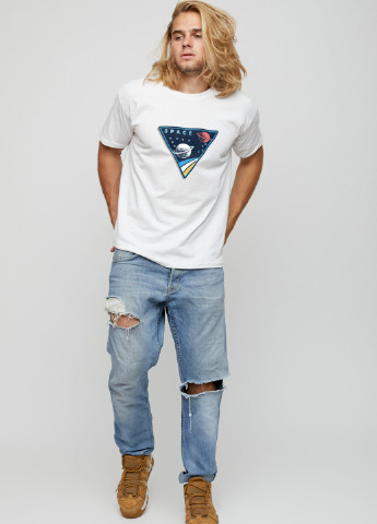 Біла футболка чоловіча basic /air print/ YAPPI