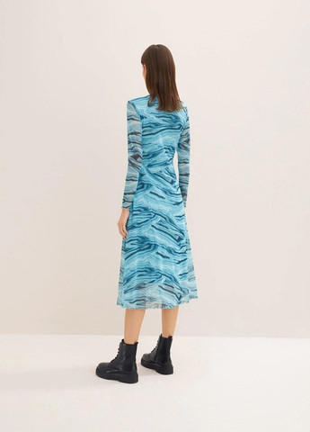 Бірюзова кежуал сукня кльош Tom Tailor з абстрактним візерунком