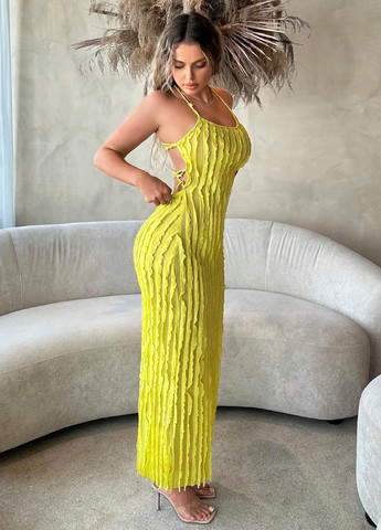 Лайм кежуал сукня силуетна, з відкритою спиною SHEIN однотонна