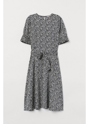 Чорно-білий кежуал сукня H&M з квітковим принтом