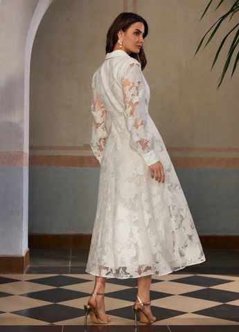 Белое праздничный, коктейльное, вечернее платье клеш SHEIN однотонное