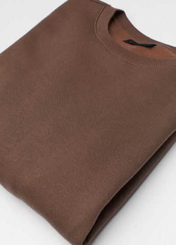 H&M свитшот однотонный коричневый кэжуал хлопок, футер