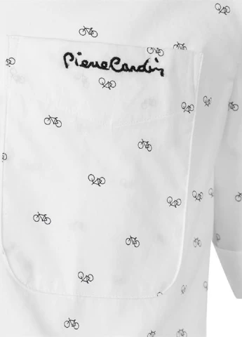 Белая кэжуал рубашка с логотипом Pierre Cardin с коротким рукавом