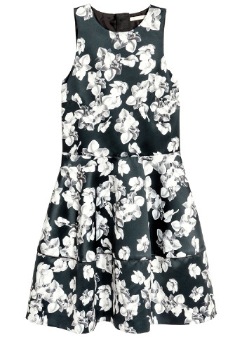 Чорна кежуал сукня коротка H&M з квітковим принтом