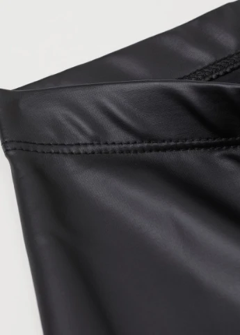 Черные демисезонные леггинсы из искусственной кожи H&M