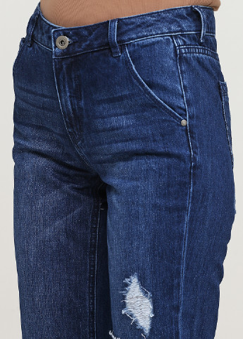 Темно-синие демисезонные укороченные, зауженные джинсы Only
