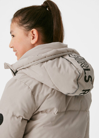 Бежева зимня підліткова довга куртка для дівчинки зима C&A