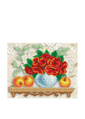 Схема для вишивання бісером Полочка з яблуками та маками, 28х22 см ВДВ (292304412)