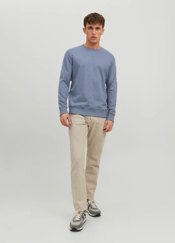 Сіро-голубий світшот Jack & Jones однотонний нашивки (316734460)