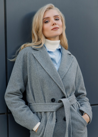 Сіре демісезонне Пальто двобортне Florens