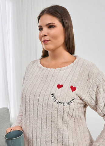 Бежевая всесезон пижама (лонслив, брюки) лонгслив + брюки SHEIN