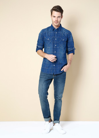 Синяя кэжуал рубашка в клетку Colin's с длинным рукавом
