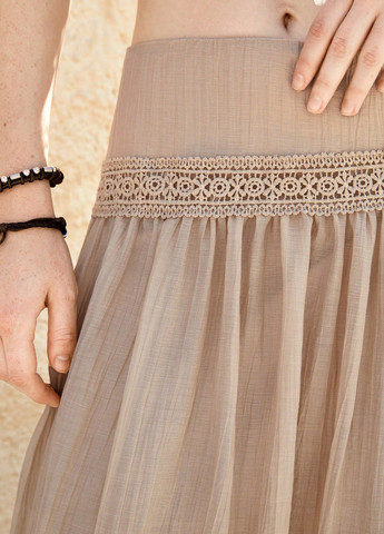 Песочная кэжуал однотонная юбка SHEIN клешированная-солнце