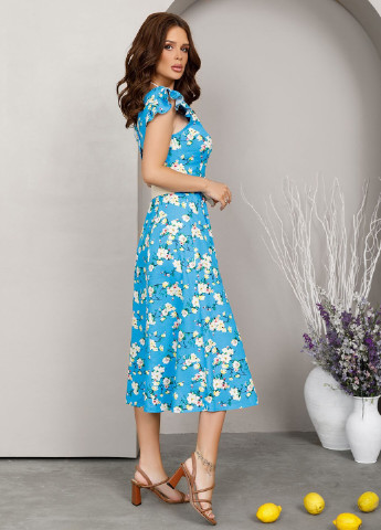 Синее кэжуал платья ISSA PLUS с цветочным принтом