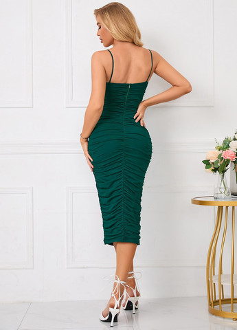 Темно-зеленое вечернее платье футляр SHEIN однотонное