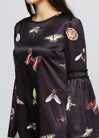Черное кэжуал платье с длинным рукавом New Collection с рисунком