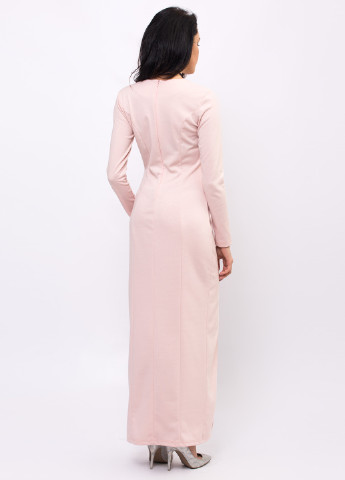 Светло-розовое вечернее платье с длинным рукавом Garne однотонное