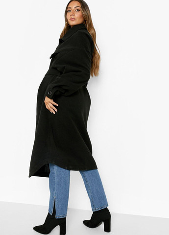 Черное демисезонное Пальто для беременных однобортное Boohoo