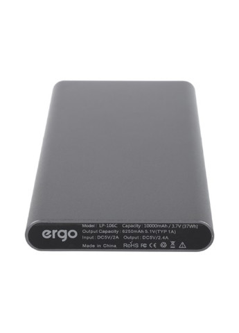 Универсальная батарея (павербанк) Ergo LP-106С, 10000 mAh Space Gray