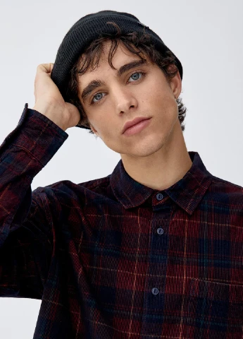 Темно-синяя кэжуал рубашка в клетку Pull & Bear