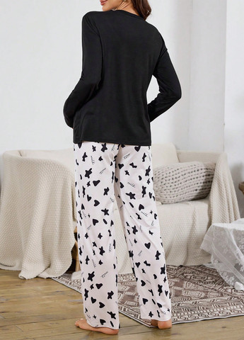 Черная всесезон пижама для беременных (лонгслив, брюки) лонгслив + брюки SHEIN