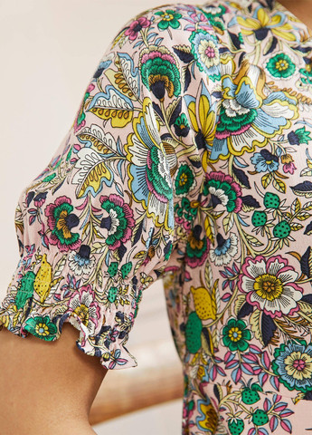 Комбинированное кэжуал платье а-силуэт Boden с цветочным принтом