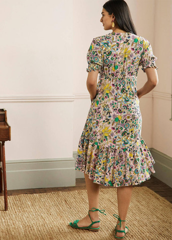 Комбинированное кэжуал платье а-силуэт Boden с цветочным принтом