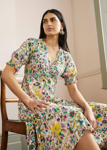 Комбинированное кэжуал платье а-силуэт Boden с цветочным принтом