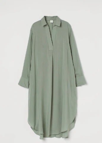 Зеленое кэжуал платье H&M однотонное