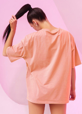 Персиковая всесезон футболка женская с коротким рукавом ISSA PLUS WN20-287