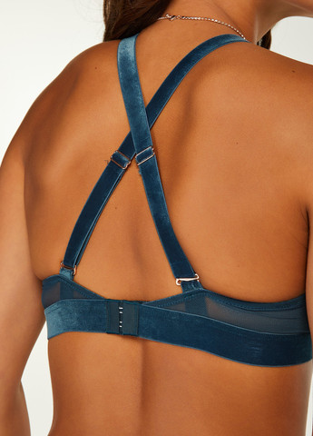 Темно-зелёный топ бюстгальтер Hunkemoller без косточек полиэстер, велюр