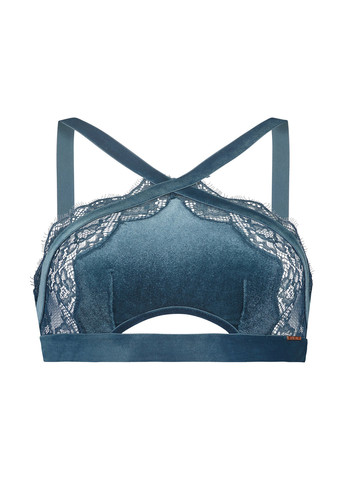 Темно-зелёный топ бюстгальтер Hunkemoller без косточек полиэстер, велюр