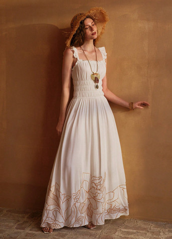 Молочна святковий, кежуал сукня кльош, з відкритою спиною SHEIN однотонна