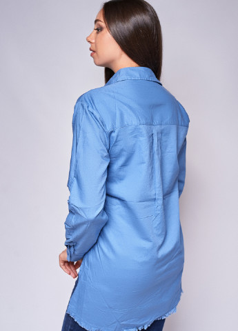 Синяя кэжуал рубашка однотонная Madoc Jeans