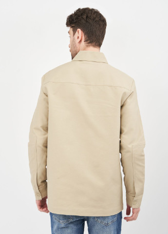 Пиджак H&M однотонный светло-бежевый кэжуал хлопок