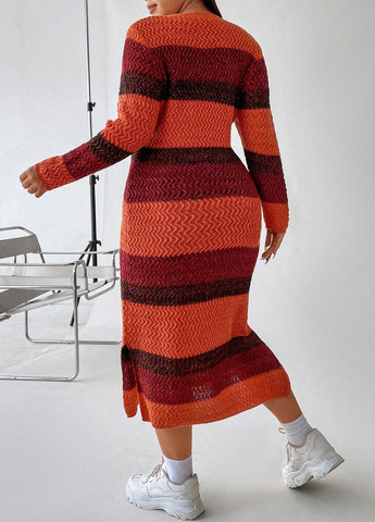 Комбинированное кэжуал платье платье-свитер SHEIN в полоску