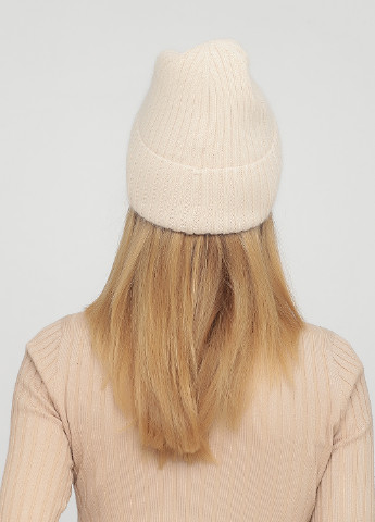 Теплая зимняя ангоровая женская шапка без подкладки 350002 Merlini бини однотонная светло-бежевая кэжуал шерсть, ангора