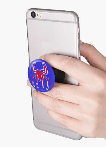 Попсокет (Popsockets) тримач для смартфону Людина павук Марвел (Spiderman Marvel) (8754-1446) Чорний MobiPrint (216748398)