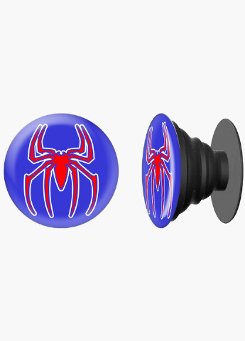 Попсокет (Popsockets) тримач для смартфону Людина павук Марвел (Spiderman Marvel) (8754-1446) Чорний MobiPrint (216748398)