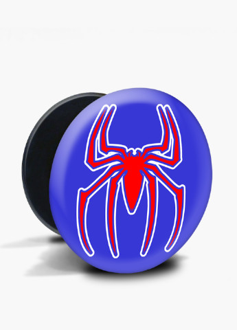 Попсокет (Popsockets) тримач для смартфону Людина павук Марвел (Spiderman Marvel) (8754-1446) Чорний MobiPrint (216748398)