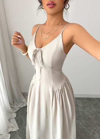 Кремовое кэжуал платье а-силуэт SHEIN однотонное