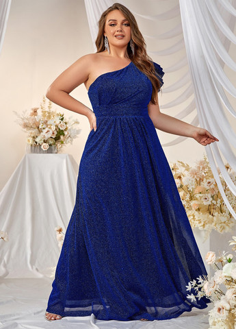 Синя святковий, вечірня сукня кльош SHEIN однотонна