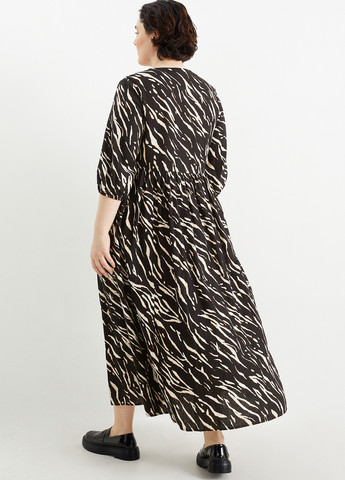 Черное кэжуал платье а-силуэт C&A с рисунком