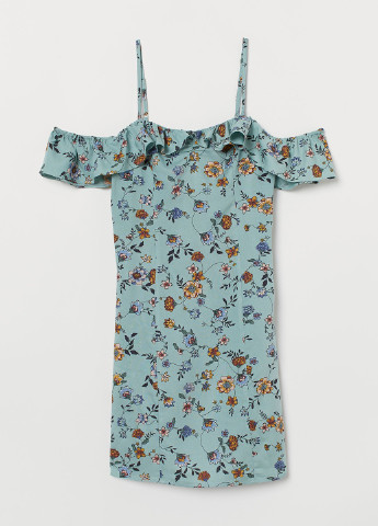 Блакитна кежуал сукня H&M з квітковим принтом