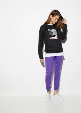 Чорний світшот жіночий /no flis/ YAPPI малюнок (251467739)