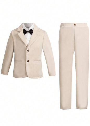 Светло-бежевый демисезонный костюм (пиджак, брюки) брючный SHEIN