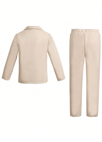 Светло-бежевый демисезонный костюм (пиджак, брюки) брючный SHEIN