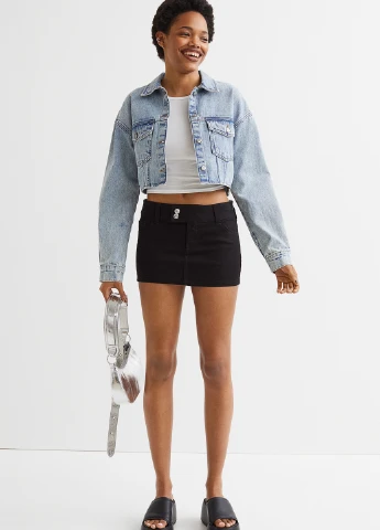 Черная кэжуал однотонная юбка H&M