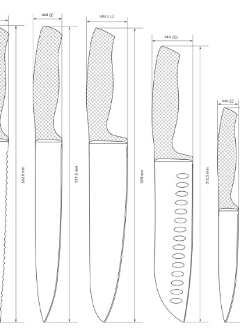 Набір ножів Elegance 8 пр. (50115) Vinzer сірий, високовуглецева сталь