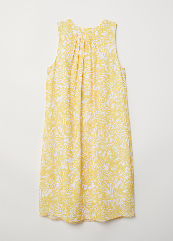 Желтое кэжуал платье а-силуэт H&M с цветочным принтом